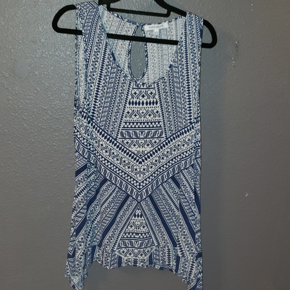 Blue and white tunic tank